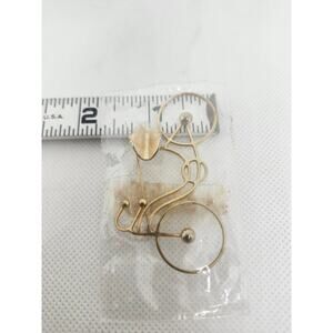 Vintage Gold tone bicycle pin brooch New